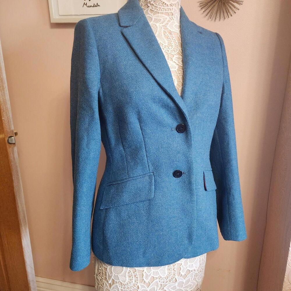 Boden Ocean Blue wool blazer British tweed by moon  8